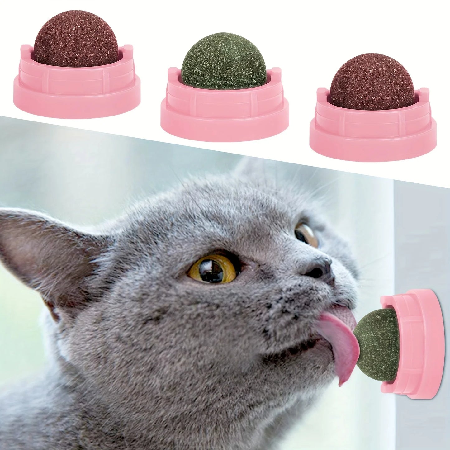 3pcs Wall Mountable Catnip Balls For Dental Hygiene