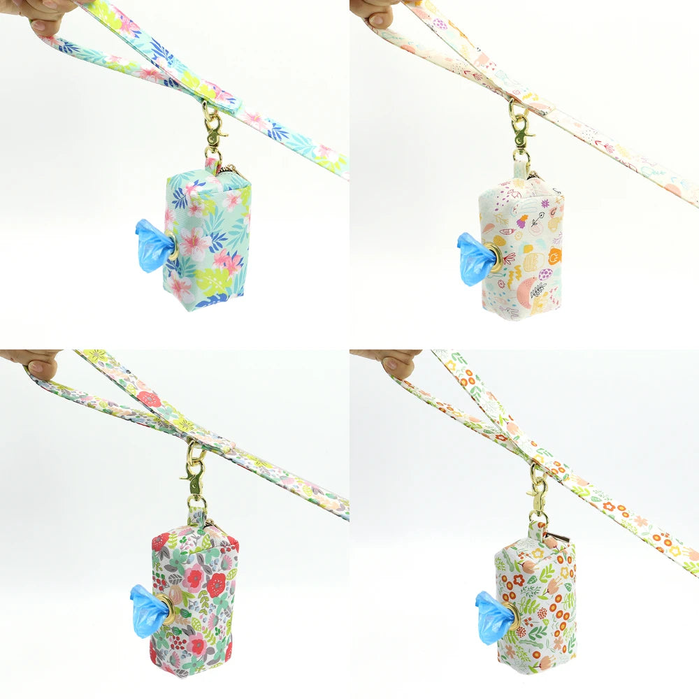 Floral Print Leash with Attachable Bag