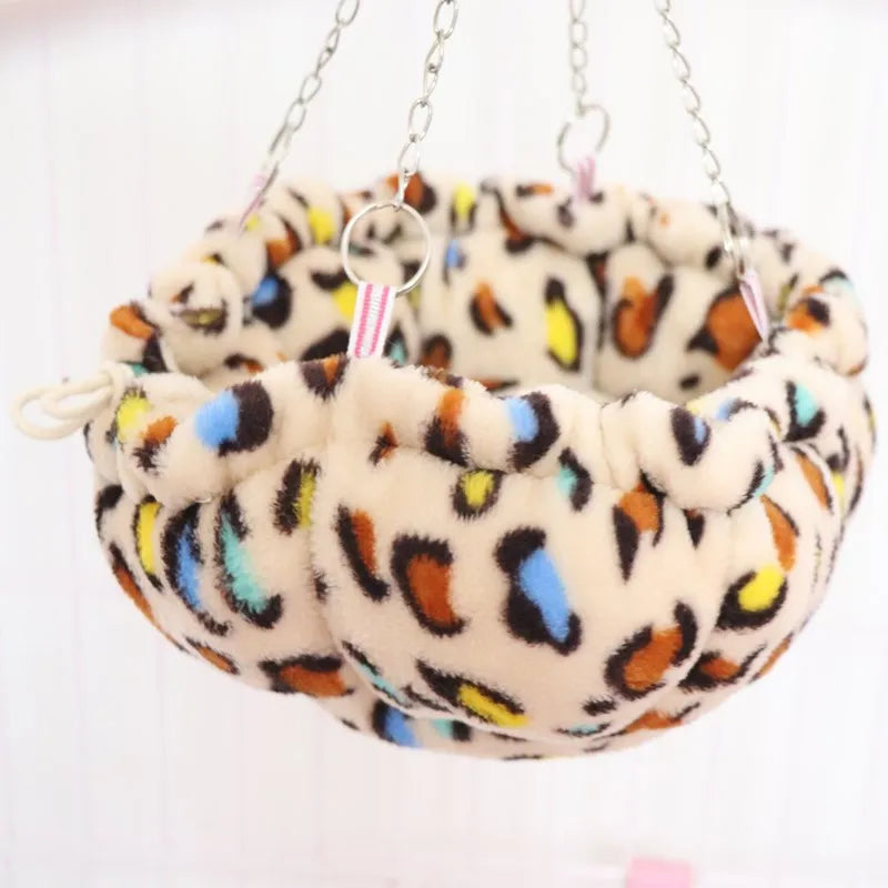 Leopard Print Small Hanging Hammock for Small Pets