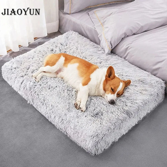 Plush Square Dog Mattress with Removable Washable Cover - Super Soft Sleeping Pet Bed for Small, Medium, and Large Dogs