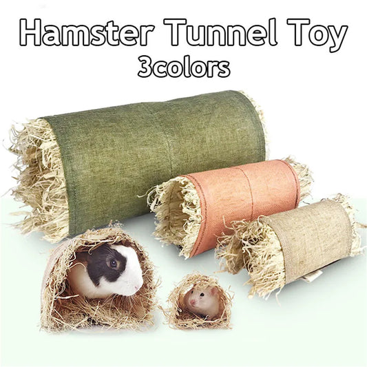 Grass Straw Hideaway Toy Tunnel