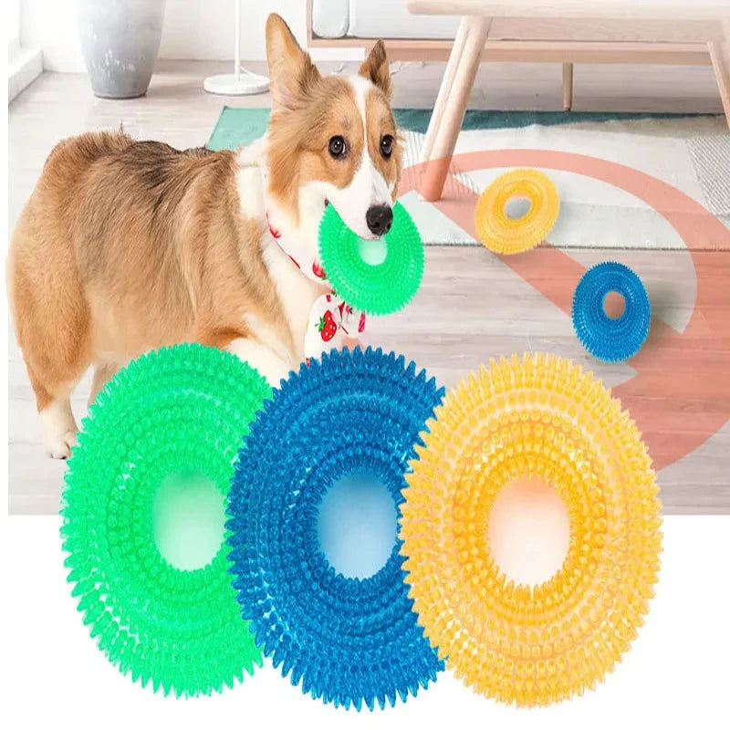 Chewy Bite Resistant Teething Ring with Squeaker