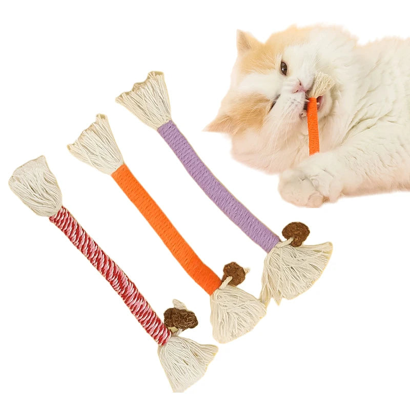 Hand Knit Cotton Rope Toy with Silvervine for Cats