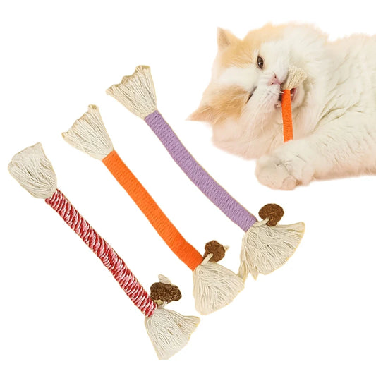 Hand Knit Cotton Rope Toy with Silvervine for Cats