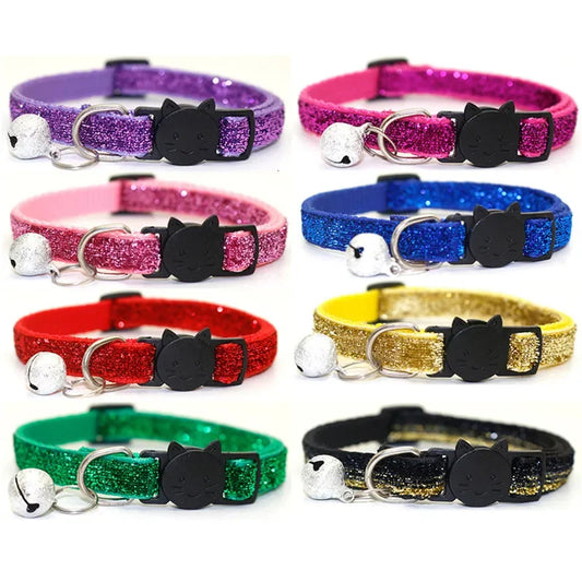 Reflective Breakaway Glitter Bell Collar for Cats