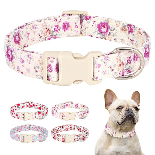 Adjustable Floral Print Dog Collar