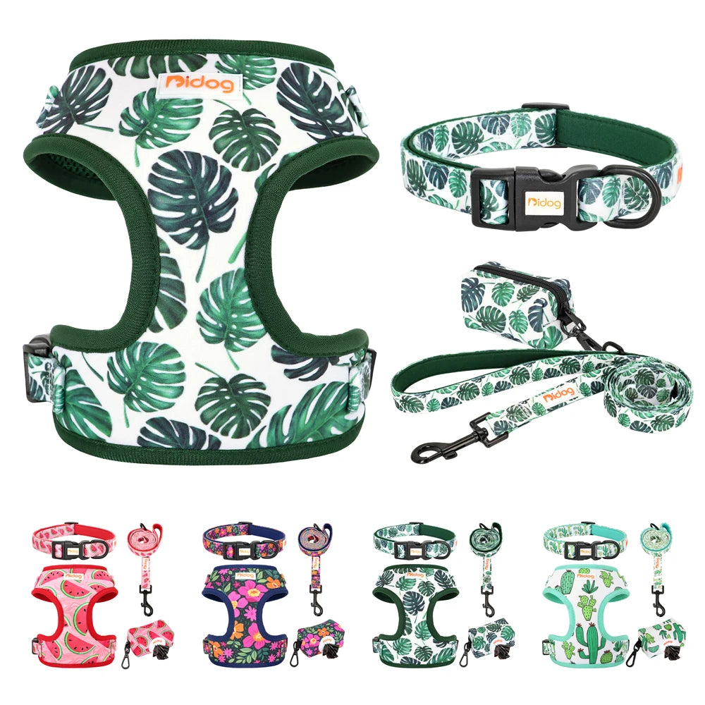 Mesh Nylon Dog Collar Harness, Leash, and Garbage Set