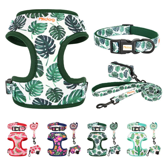 Mesh Nylon Dog Collar Harness, Leash, and Garbage Set