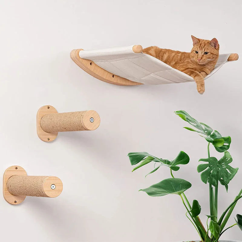 Wall Mounted Wooden Perch and Hammock