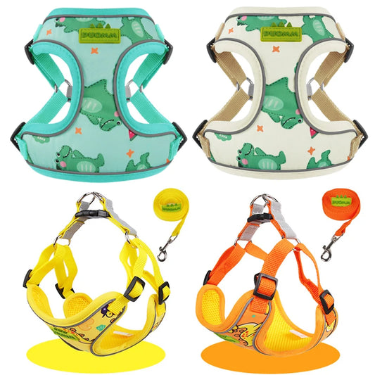 Chest Strap Harness for Cats and Dogs with Graphic Printed Designs