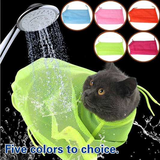 Adjustable Mesh Cat Groomimg Bath Bag