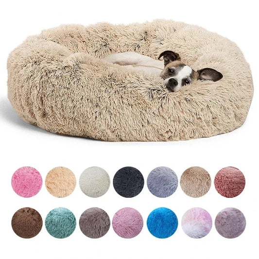 Round Pom-Pom Pet Bed for Dogs and Cats