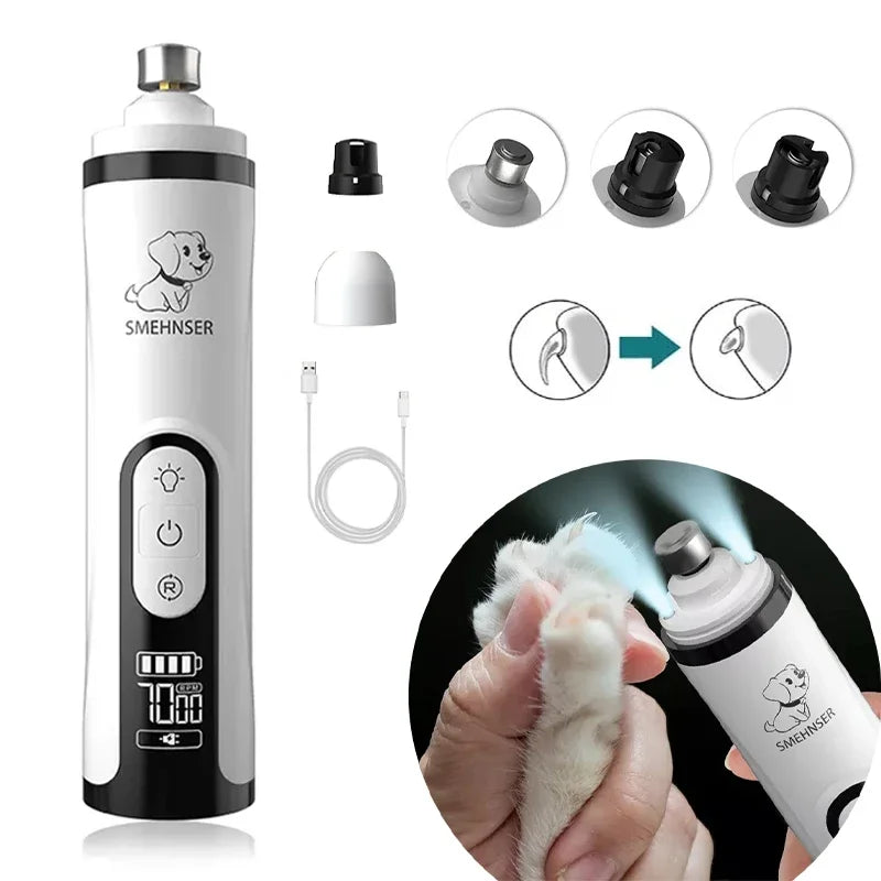 USB Rechargeable Electric Pet Nail Grinder With LED Light