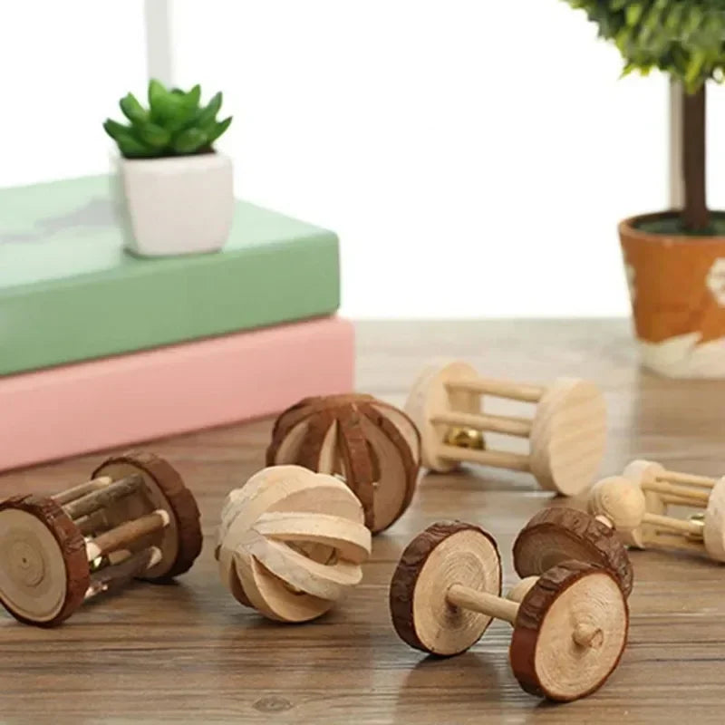 Natural Wooden Pine Toys - Safe for Chewing