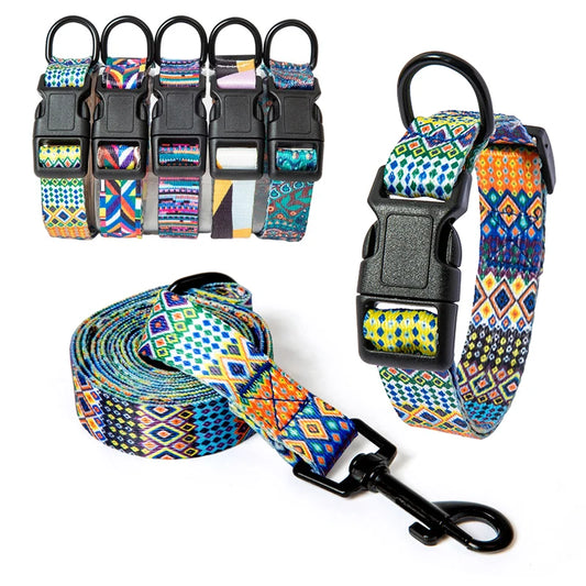 Bohemian Style Nylon Collars w/ Leash