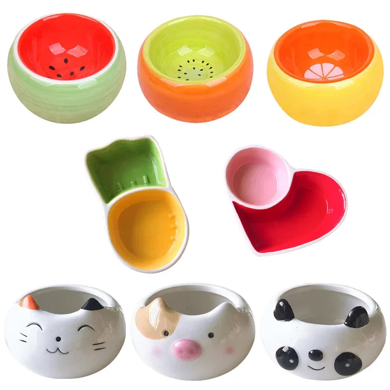 Ceramic Feeder Bowls in Various Colors, Designs, and Size