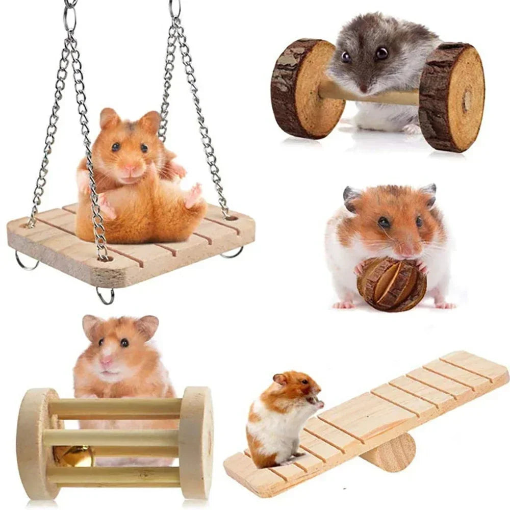 Natural Wooden Pine Toys - Safe for Chewing