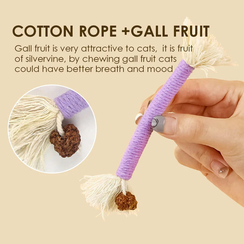 Hand Knit Cotton Rope Toy with Silvervine for Cats