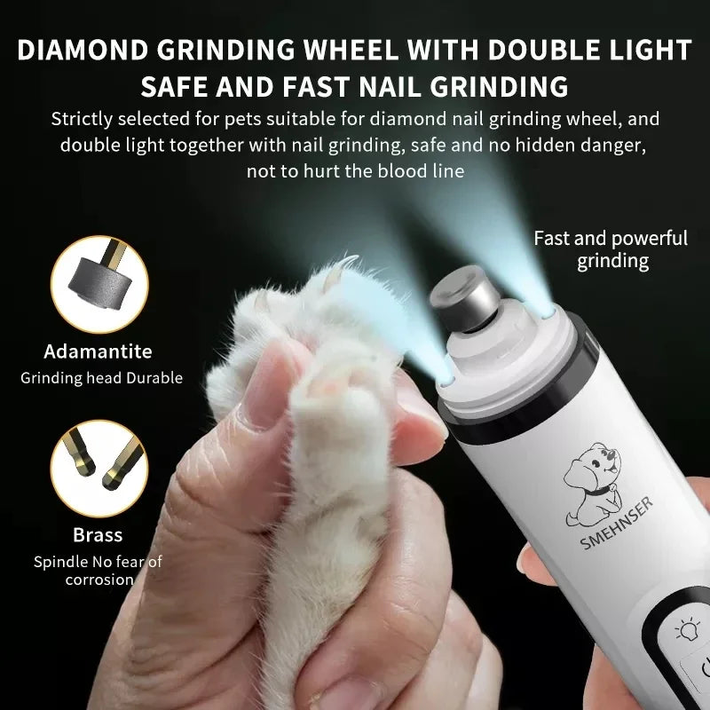 USB Rechargeable Electric Pet Nail Grinder With LED Light