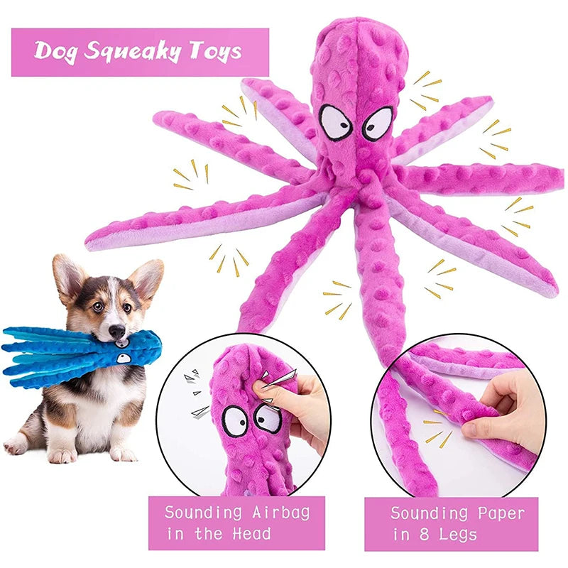 Squeaky Plush Octopus for Dogs