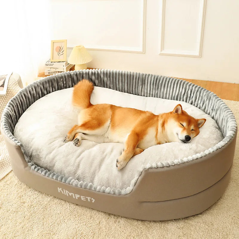 Washable Plush Oval Pet Bed