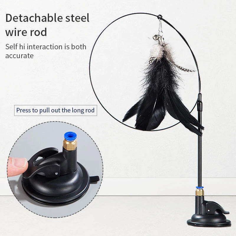 Interactive Cat Toy Handfree Stick with Feather