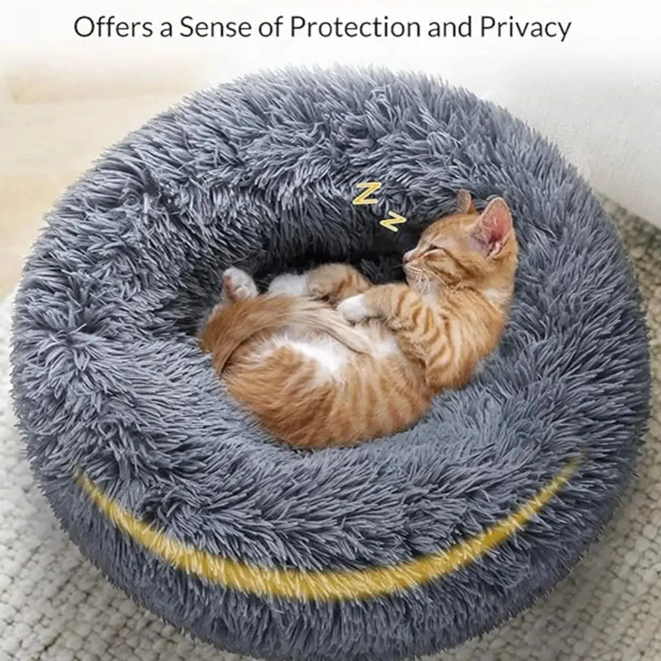 Round Pom-Pom Pet Bed for Dogs and Cats